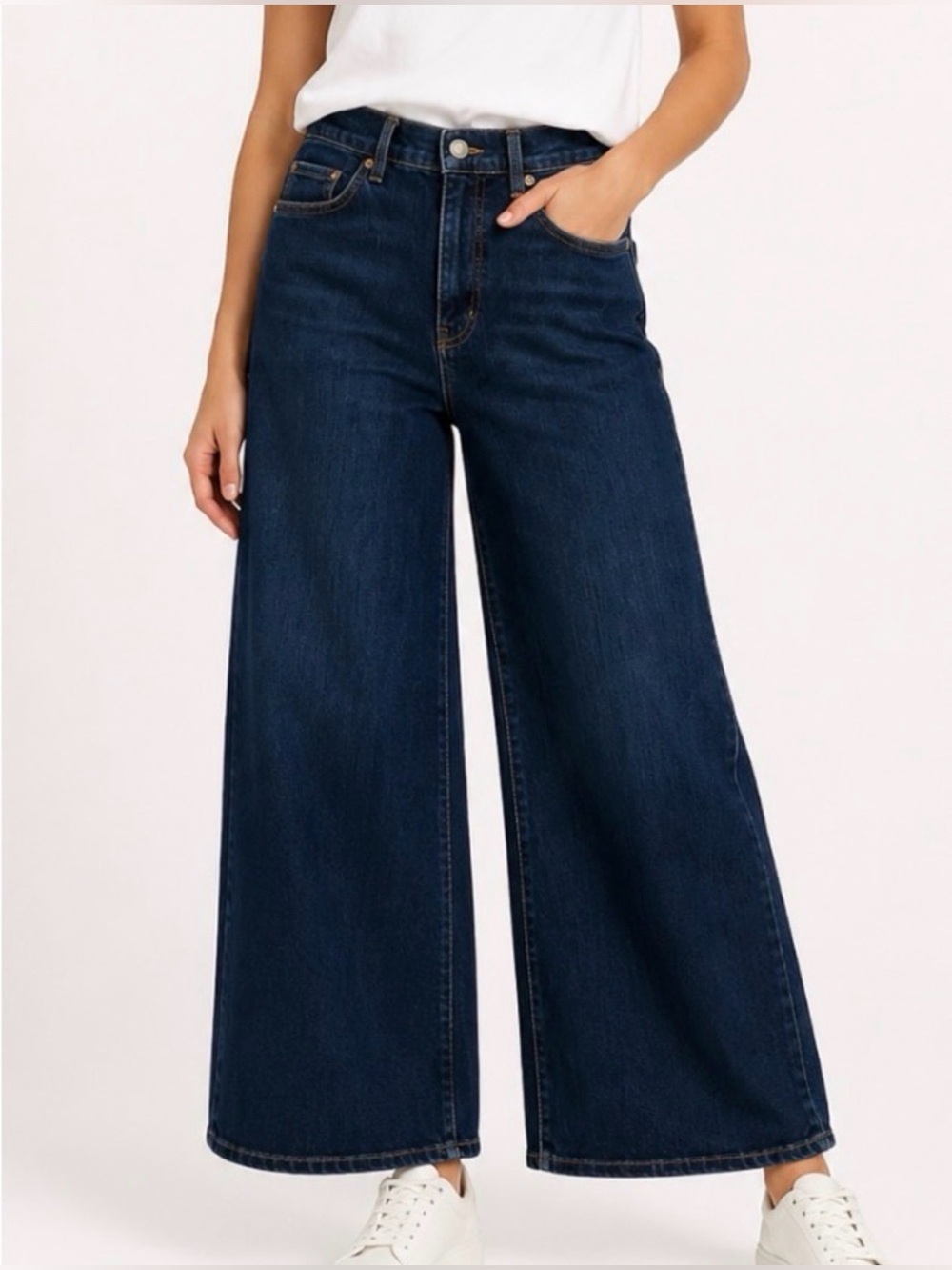 Frame Le Palazzo Wide Leg Jeans 30 Dark Denim Blue Australia Wash Minimalist